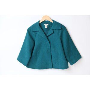 Laura Ashley Cropped Jacket 90s Vintage Women’s Sz Petite S in Teal